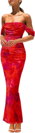 Elegant Floral Off Shoulder Maxi Dresses for Women 2025