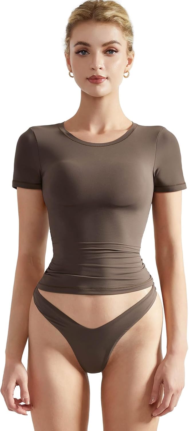 SUUKSESS Women Double Lined Fitted Basic Tee for Y2K Style