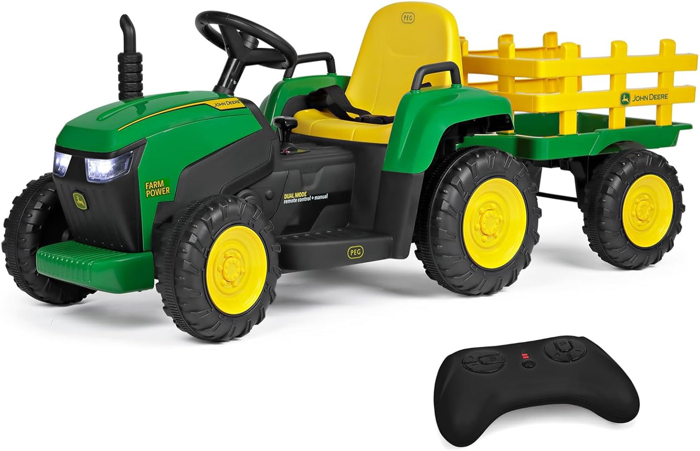 John Deere Farm Power 12 Volt Ride-on Tractor with Trailer