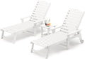 LUE BONA Chaise Lounge Chairs Set with Table - Durable HDPS 3-Piece