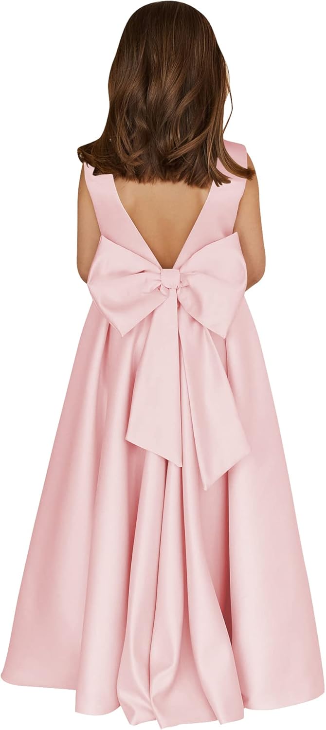 Elegant Satin Flower Girl Dresses for Wedding and Communion