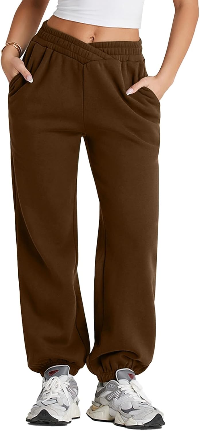 Herseas Women's V Crossover Waist Sweatpants for Cozy Style