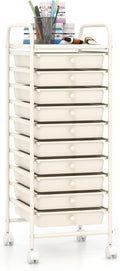 10-Drawer Storage Cart with Wheels - Compact Rolling Organizer