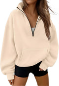 Trendy Queen Womens Quarter Half Zip Oversized Sweatshirt - Cozy Fit