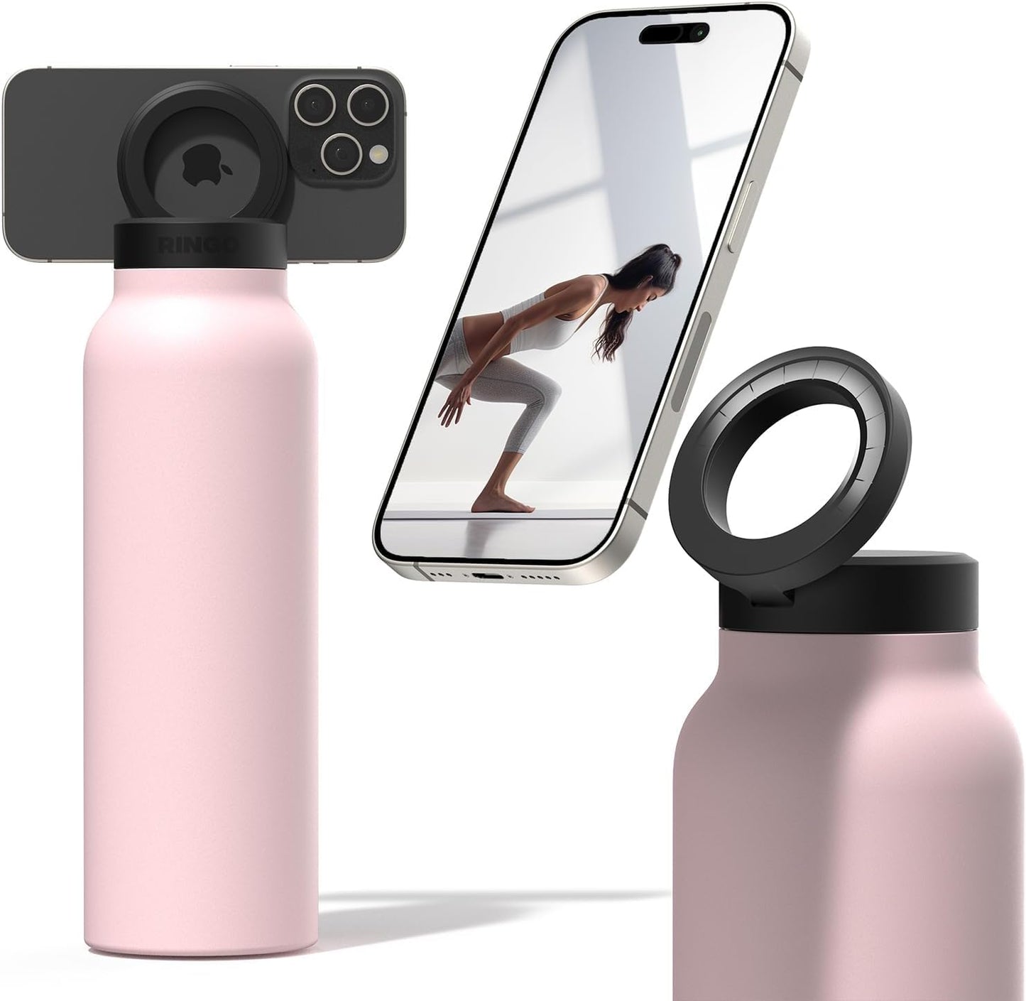 Ringo Insulated Water Bottle with MagSafe Phone Holder - Pink