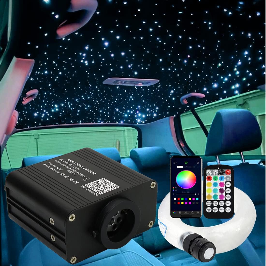 16W Twinkle & Sound Activated Fiber Optic Starlight Kits