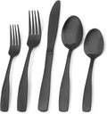 Matte Black Silverware Set Bysta 20-Piece Flatware Set - Satin Finish