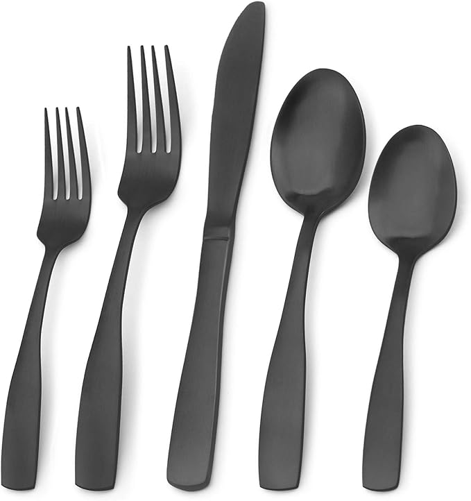 Matte Black Silverware Set - 20-Piece Stainless Steel Flatware
