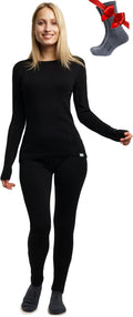 Merino Wool Base Layer Women Set - Midweight Thermal Comfort