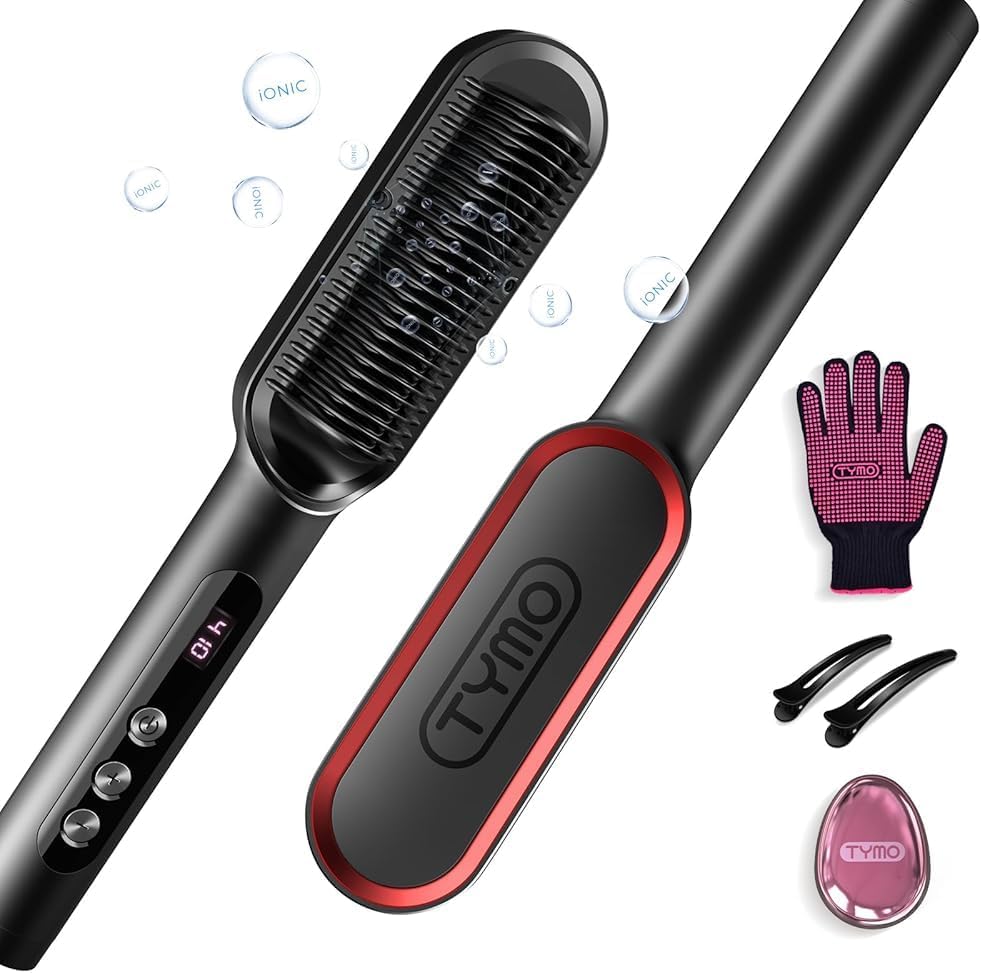 TYMO Ring Plus Ionic Hair Straightener Brush for Effortless Styling