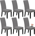 Light Grey Stretch Dining Chair Covers Set of 6 - Parsons Slipcovers