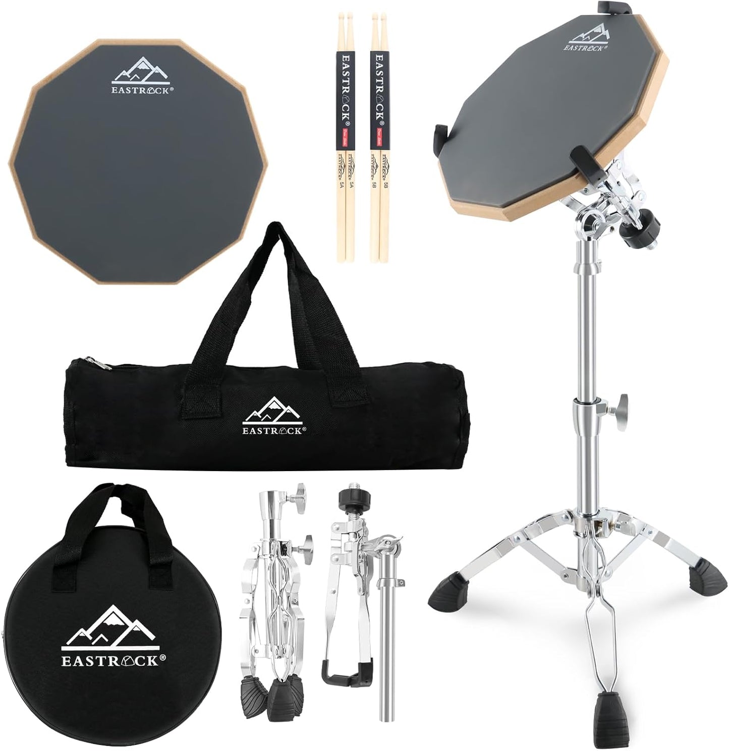 EASTROCK 12 Inches Double Sided Silent Rubber Drum Pad Bundle