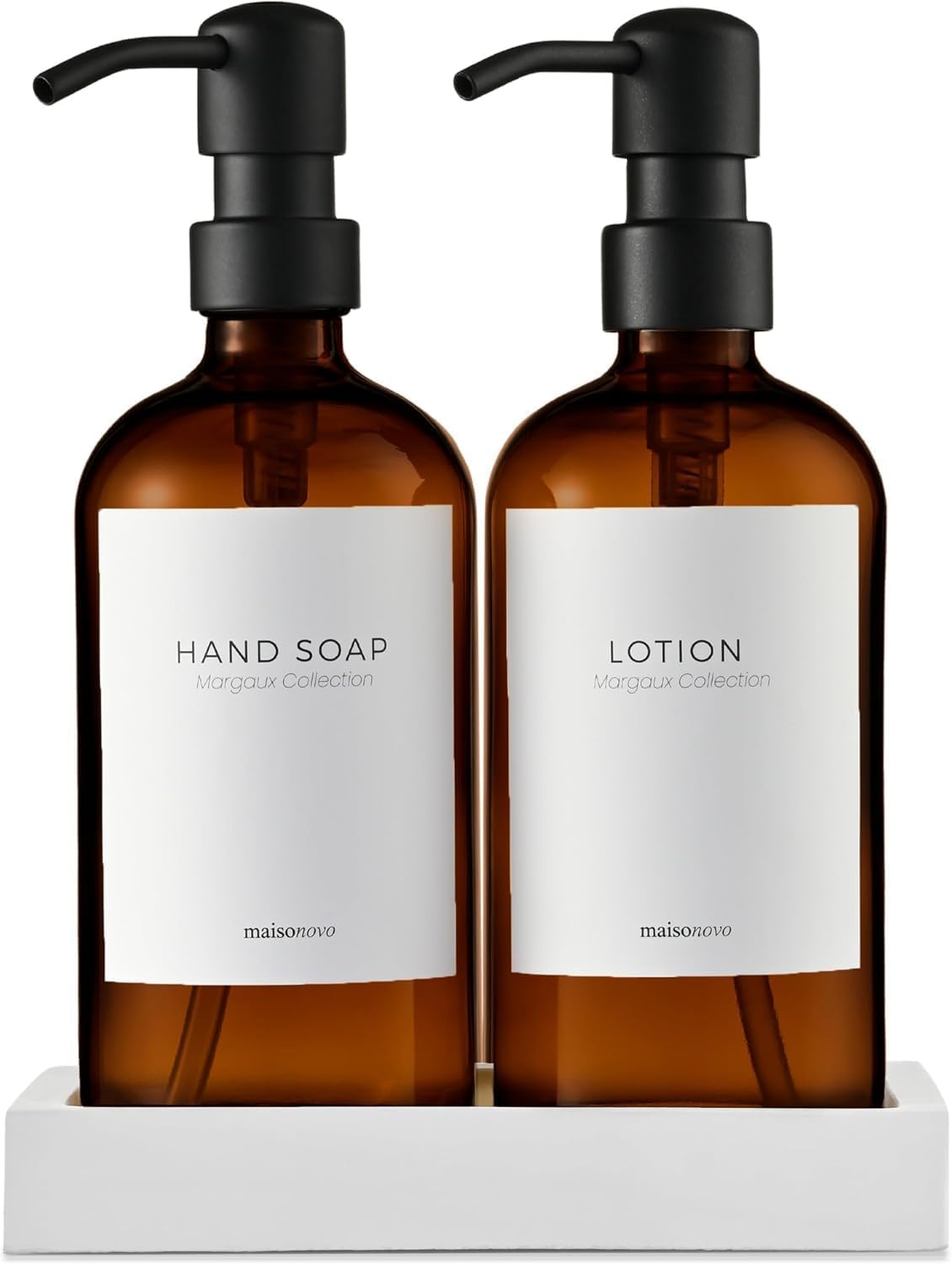 MaisoNovo Soap Dispenser Set with Amber Bottles and Pumps