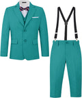 Boys Multiple Colour Formal Dress Suits 5 Piece Slim Fit - Suspenders