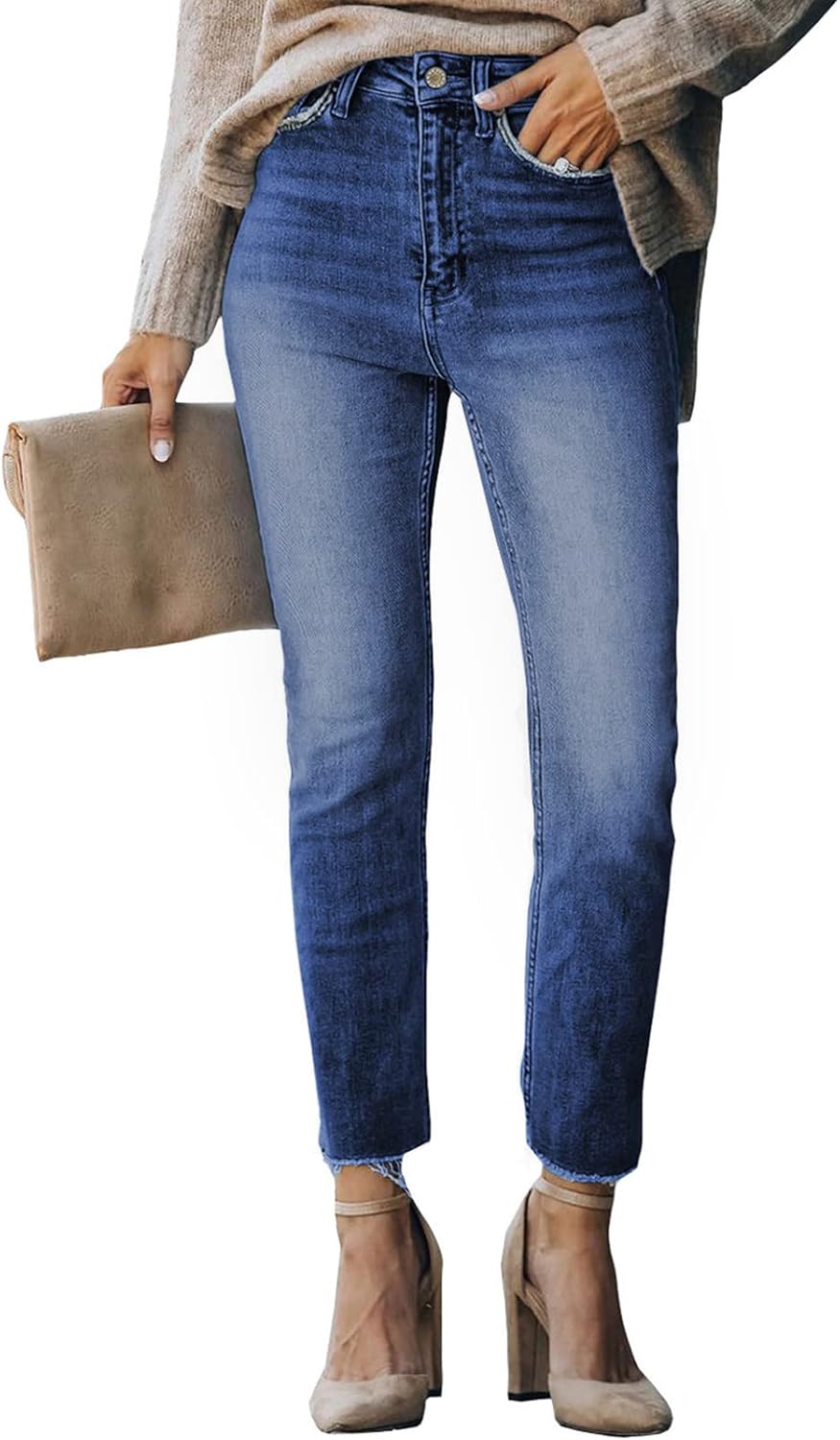 Sidefeel Women's Boyfriend Jeans Stretchy Ripped Distressed Denim