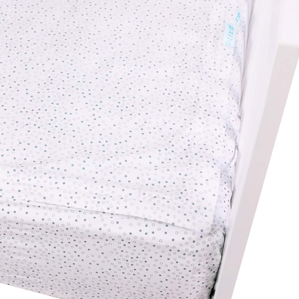 QuickZip Easy Change Crib Sheet with Total Security Base Gray Dot