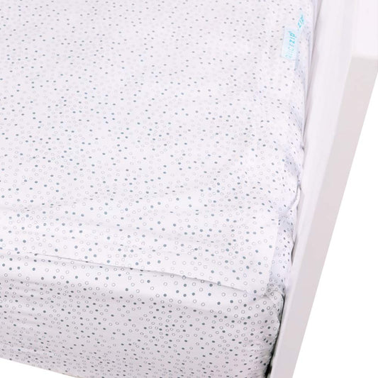 QuickZip Easy Change Crib Sheet with Total Security Base Gray Dot