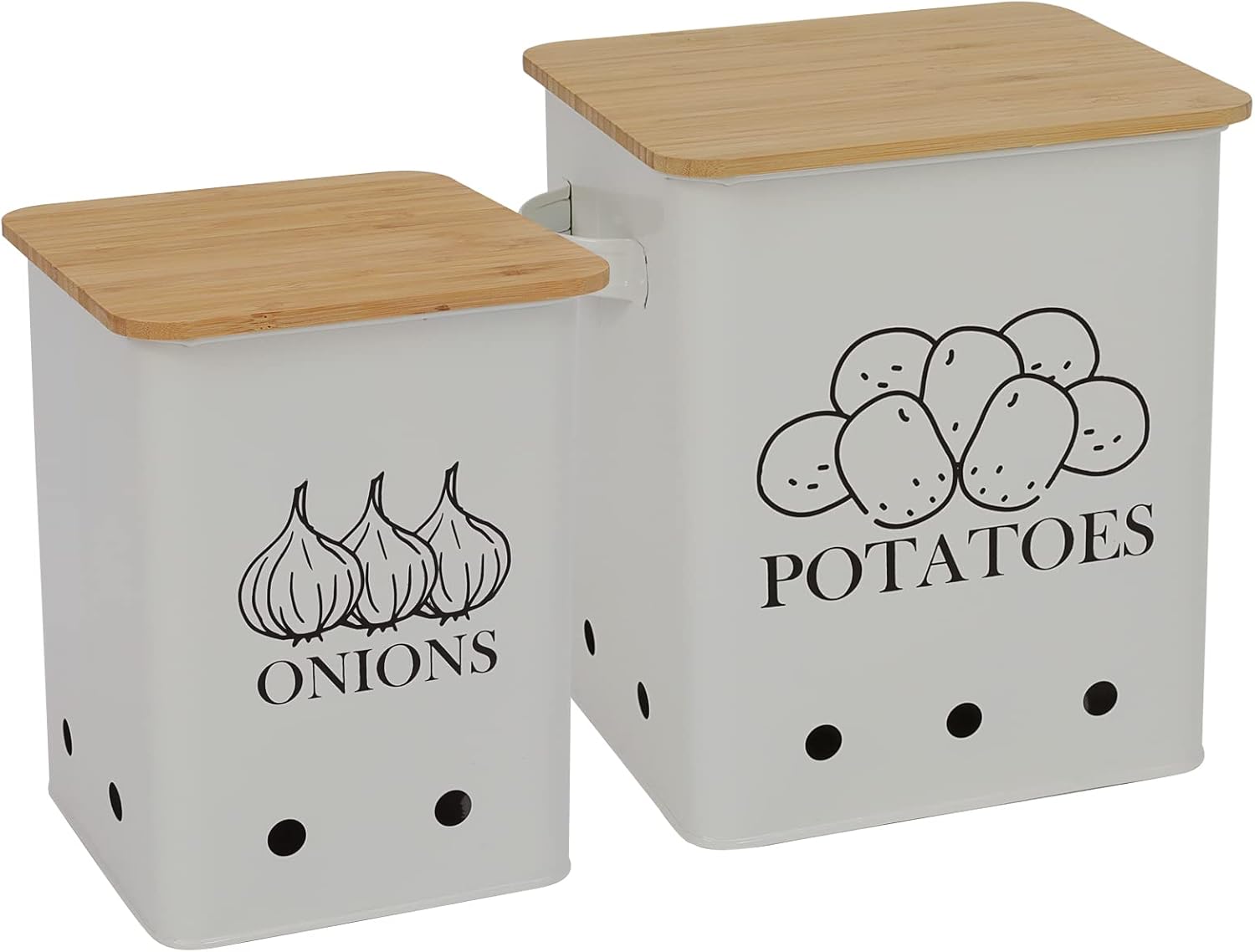 Kitchen Vegetable Storage Tins Set of 2 for Potatoes and Onions