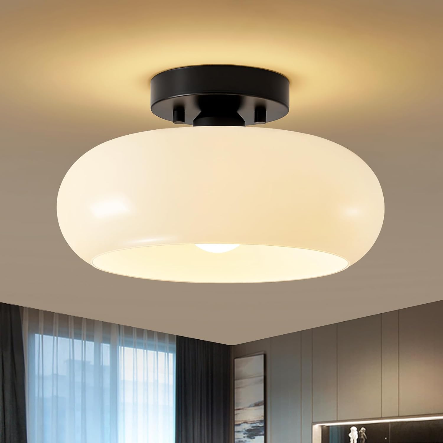 Mid-Century Modern Semi Flush Mount Ceiling Light for Home