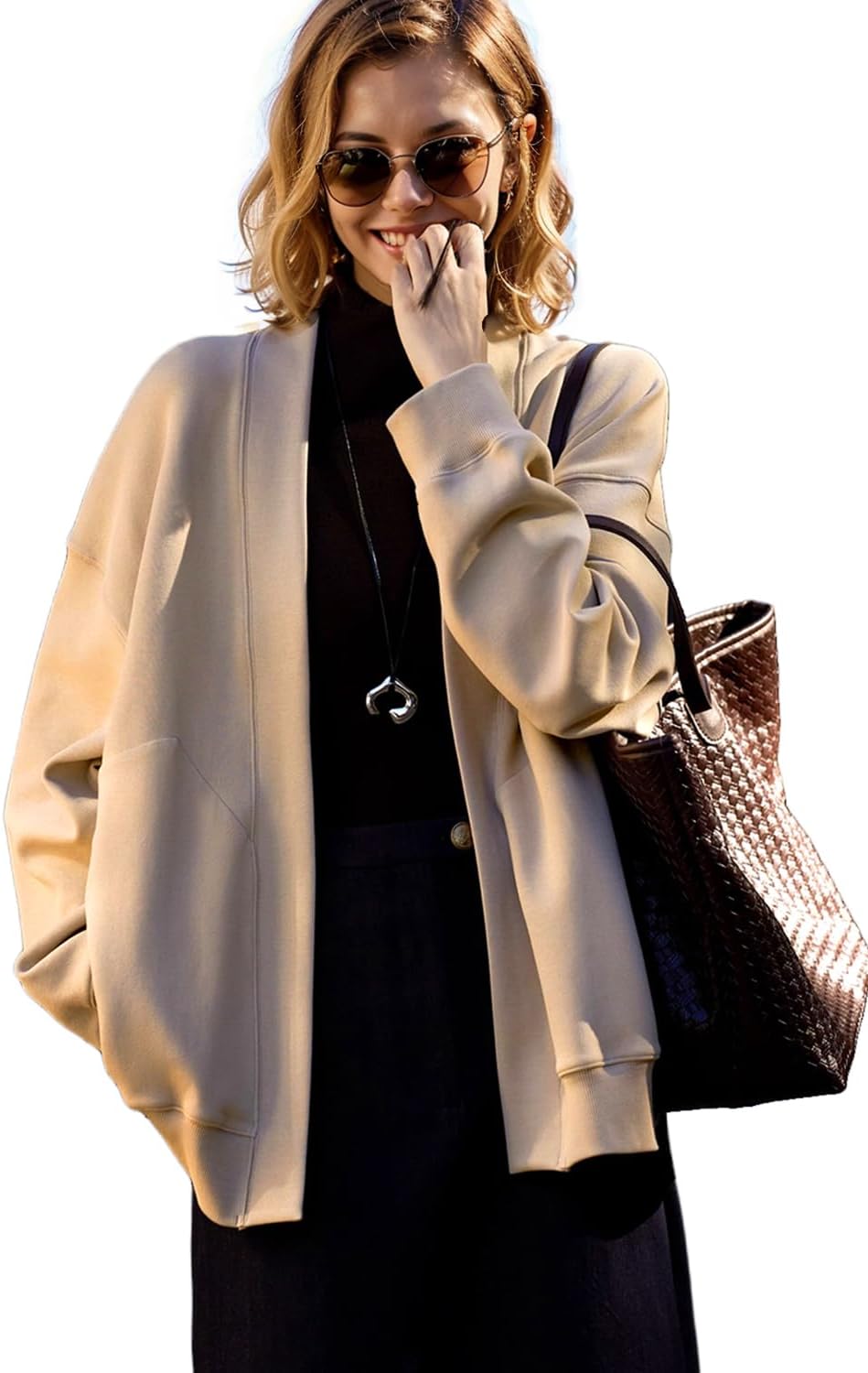 Fashion Oversized Womens Athletic Sweatshirt Blazer with Pockets