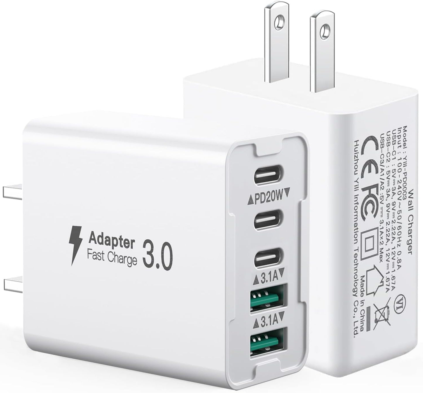 Fast Charge 5-Port USB C Wall Adapter - PD Power