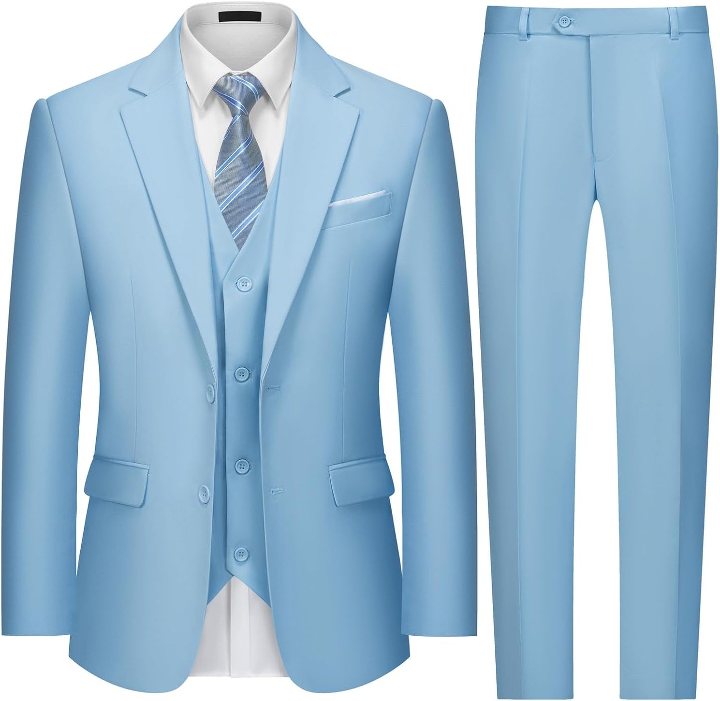 MAGE MALE Mens Two Button 3-Piece Slim Fit Tuxedo Set