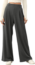 Wide Leg Palazzo Pants - Elastic High Waist Comfortable Trousers