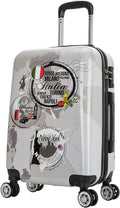 World Print 20 in Carry-On Spinner Luggage - Lightweight Durable