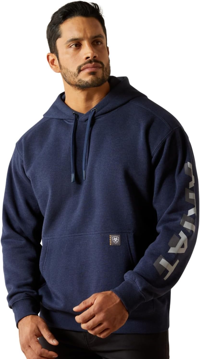 ARIAT mens Rebar Lightweight Logo Hoodie for All-Season Comfort