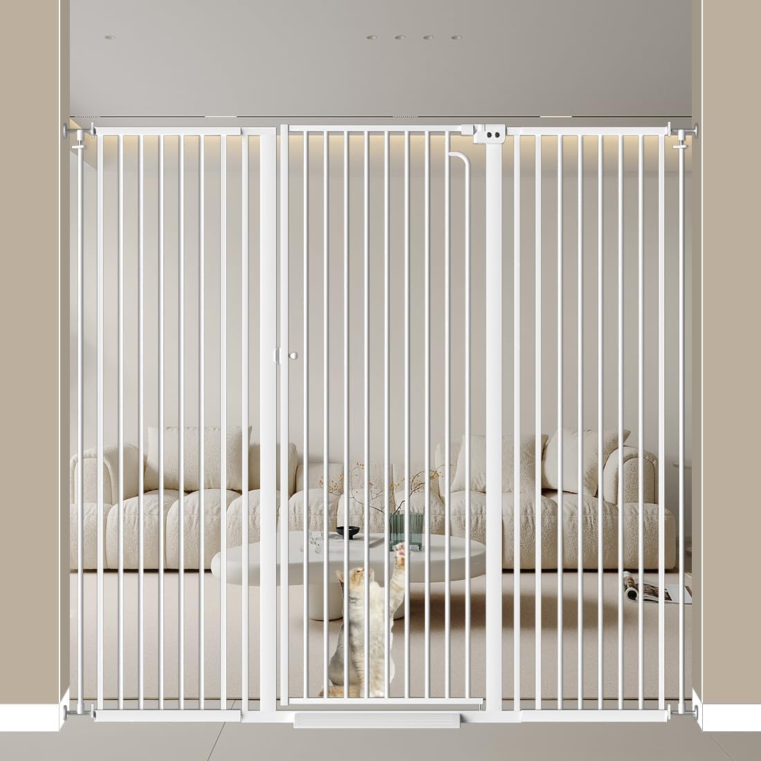57 Inch Extra Tall Cat Gate for Doorways - Safety Pet Barrier