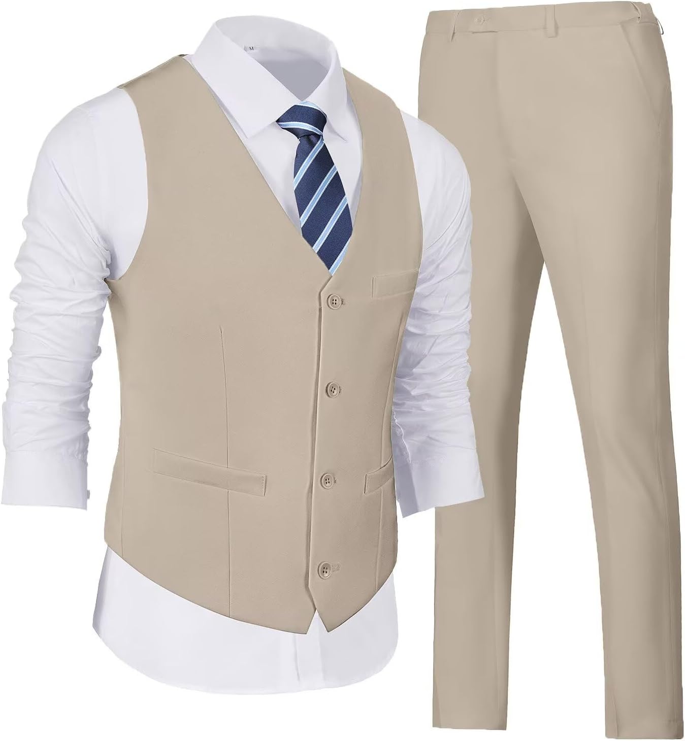 Wehilion Men's Suits 2 Pieces Vest Pants Set for Stylish Looks