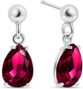 925 Sterling Silver Teardrop Earrings with Ruby Simulated Gemstone