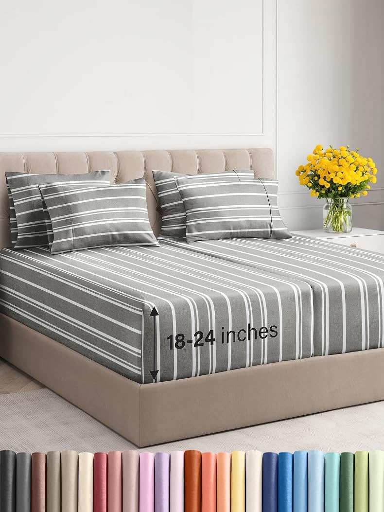 Extra Deep Split King Sheet Set - 7 Piece Luxury Bedding