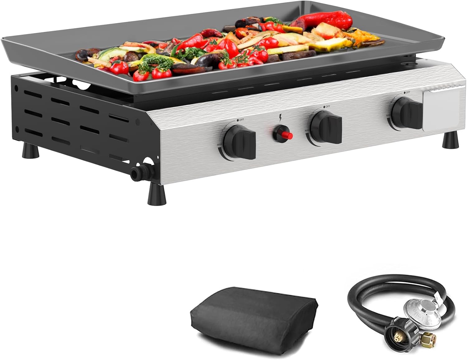 SKOK 3 Burner Gas Griddle - Portable 23.3 Inch Outdoor Grill