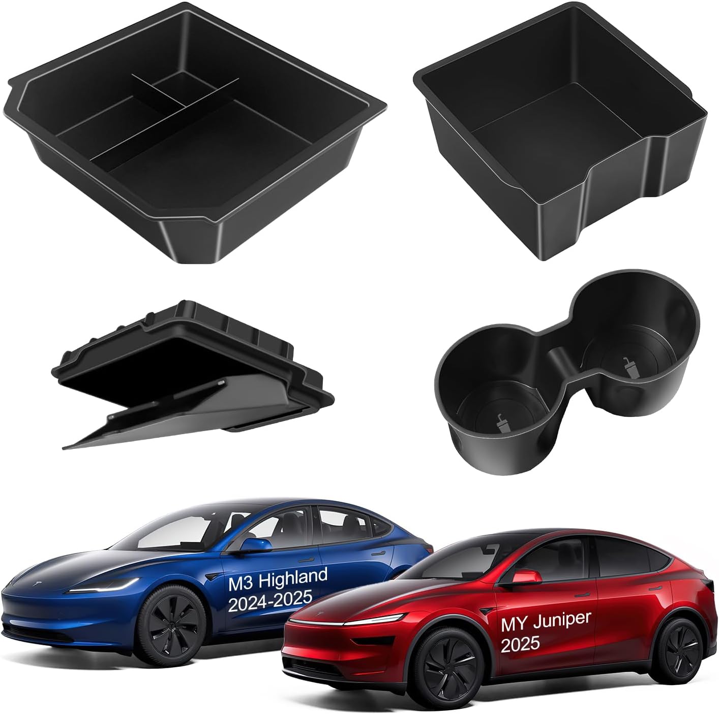 Upgraded 4PCS Center Console Organizer Tray for Tesla Models