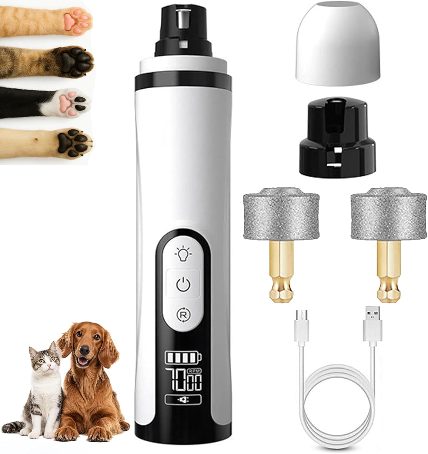 Silent Groom Pro Nail Grinder for Dogs and Cats with LED Light
