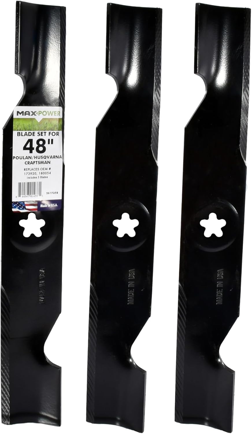 MaxPower 561735B 3 Blade Set for 48 in. Mowers 16-5/8ft