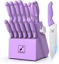 Kitchen Knife Set with Built-in Sharpener - 14 PCS Lavender