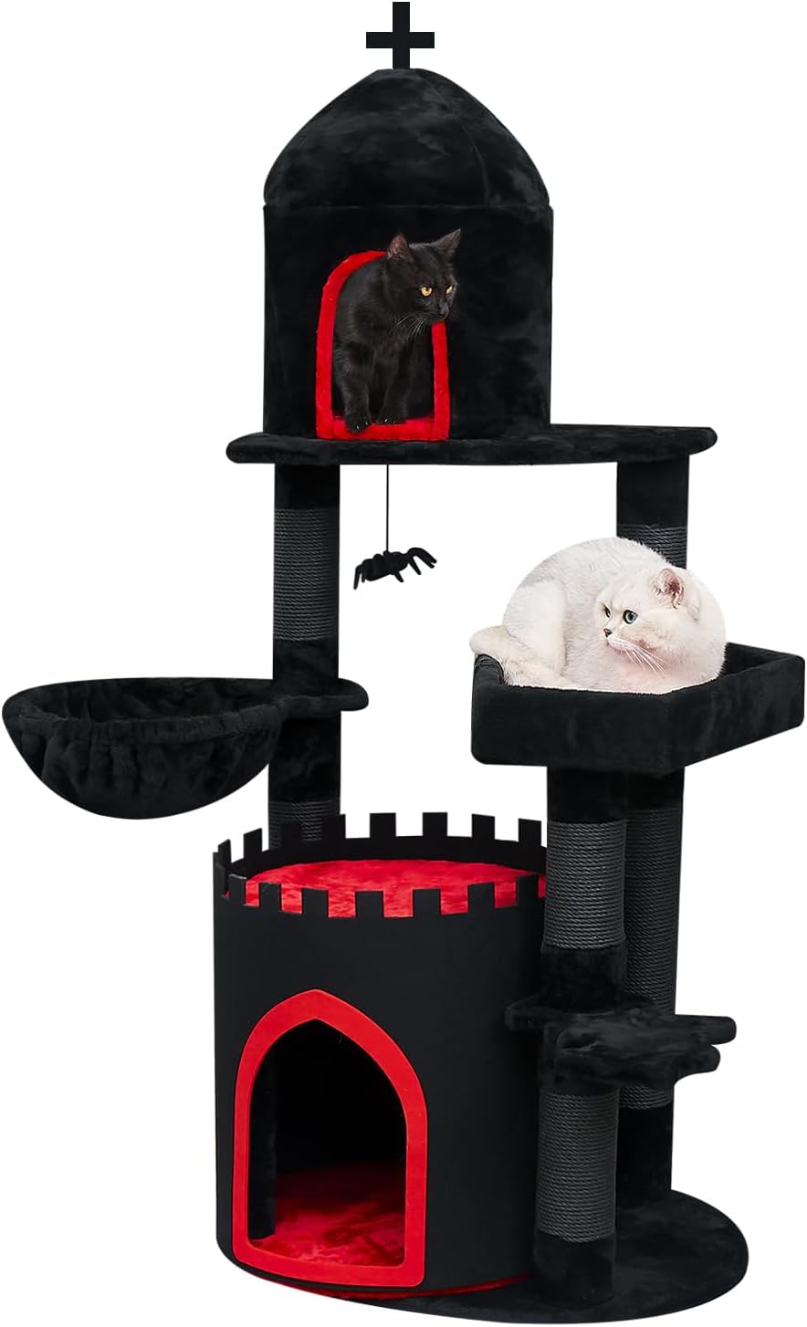 Gothic Cat Tree Castle with Coffin Bed for Spooky Cats