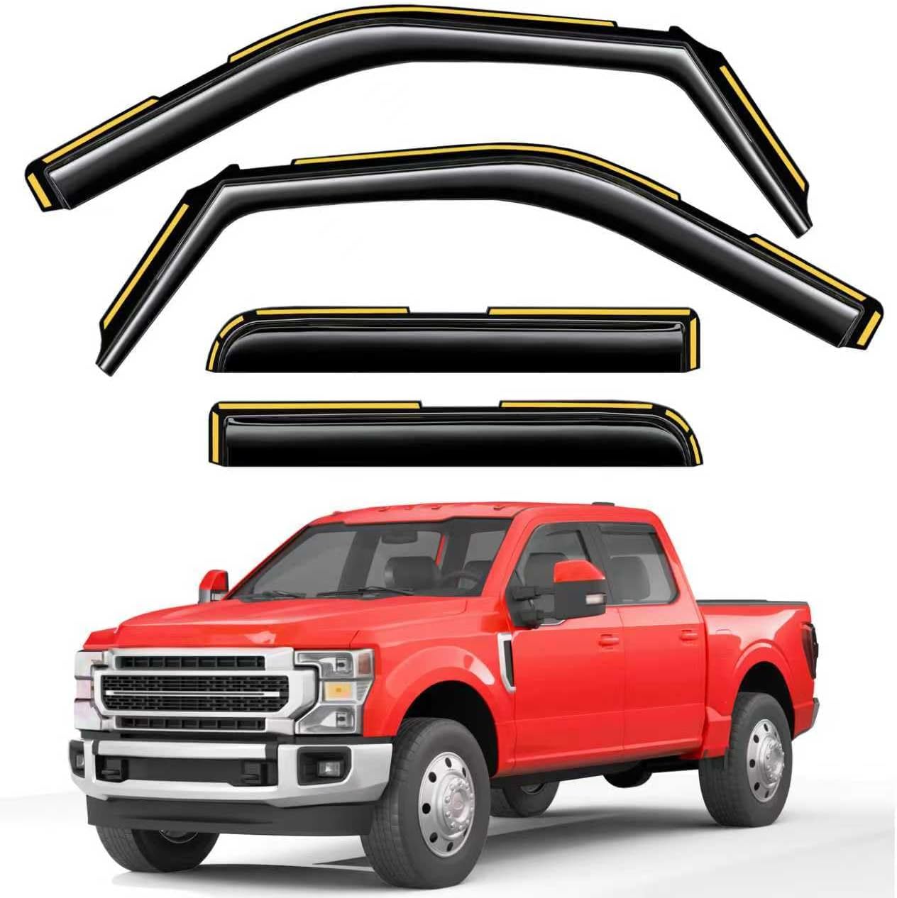 In-Channel Window Rain Guards for Ford F150 and F250 Trucks