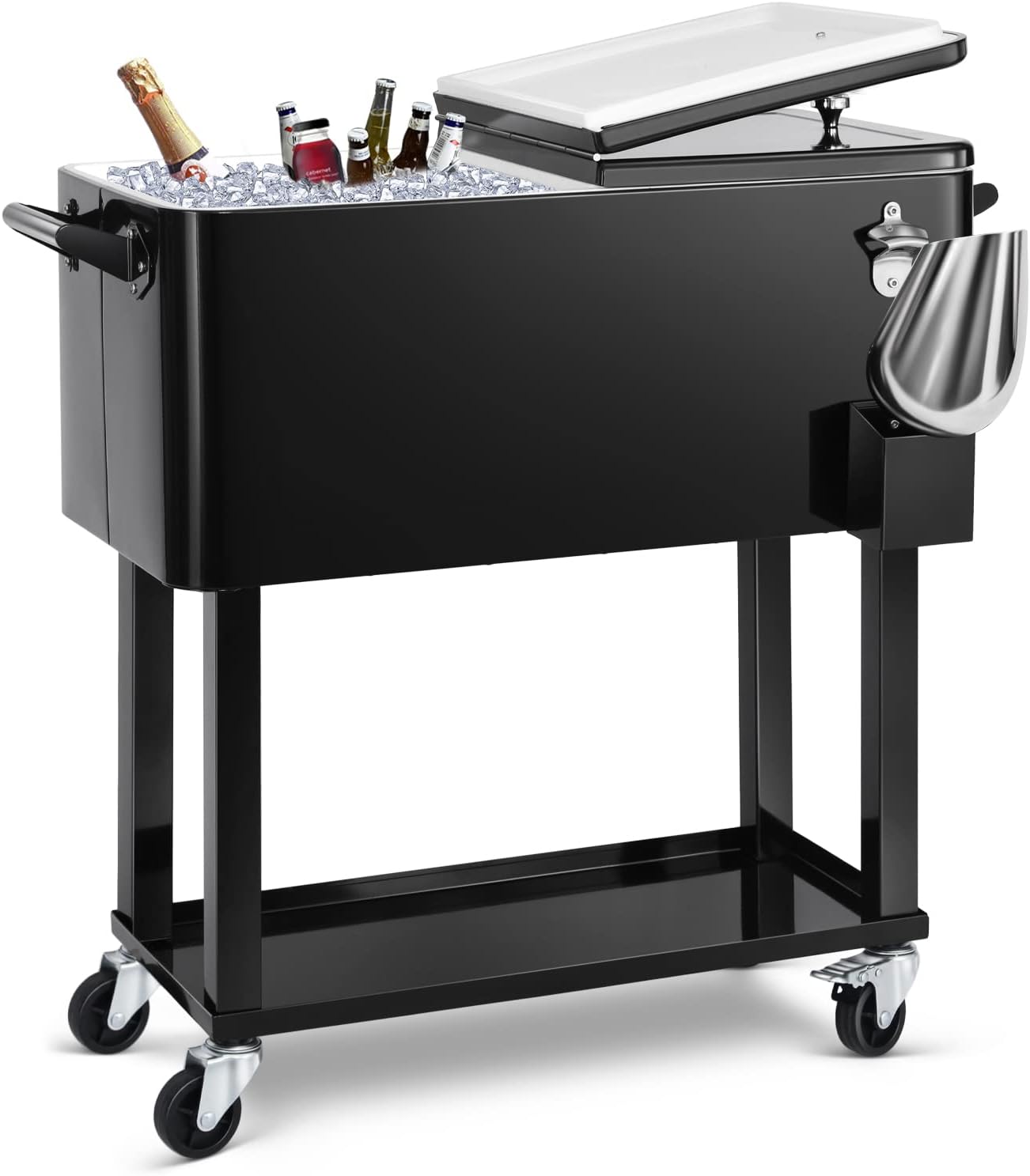 EDOSTORY 80 Quart Rolling Ice Chest Cooler for Outdoor Parties
