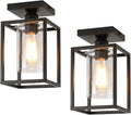 2 Pack Semi Flush Mount Ceiling Light Black Metal Frame - Farmhouse