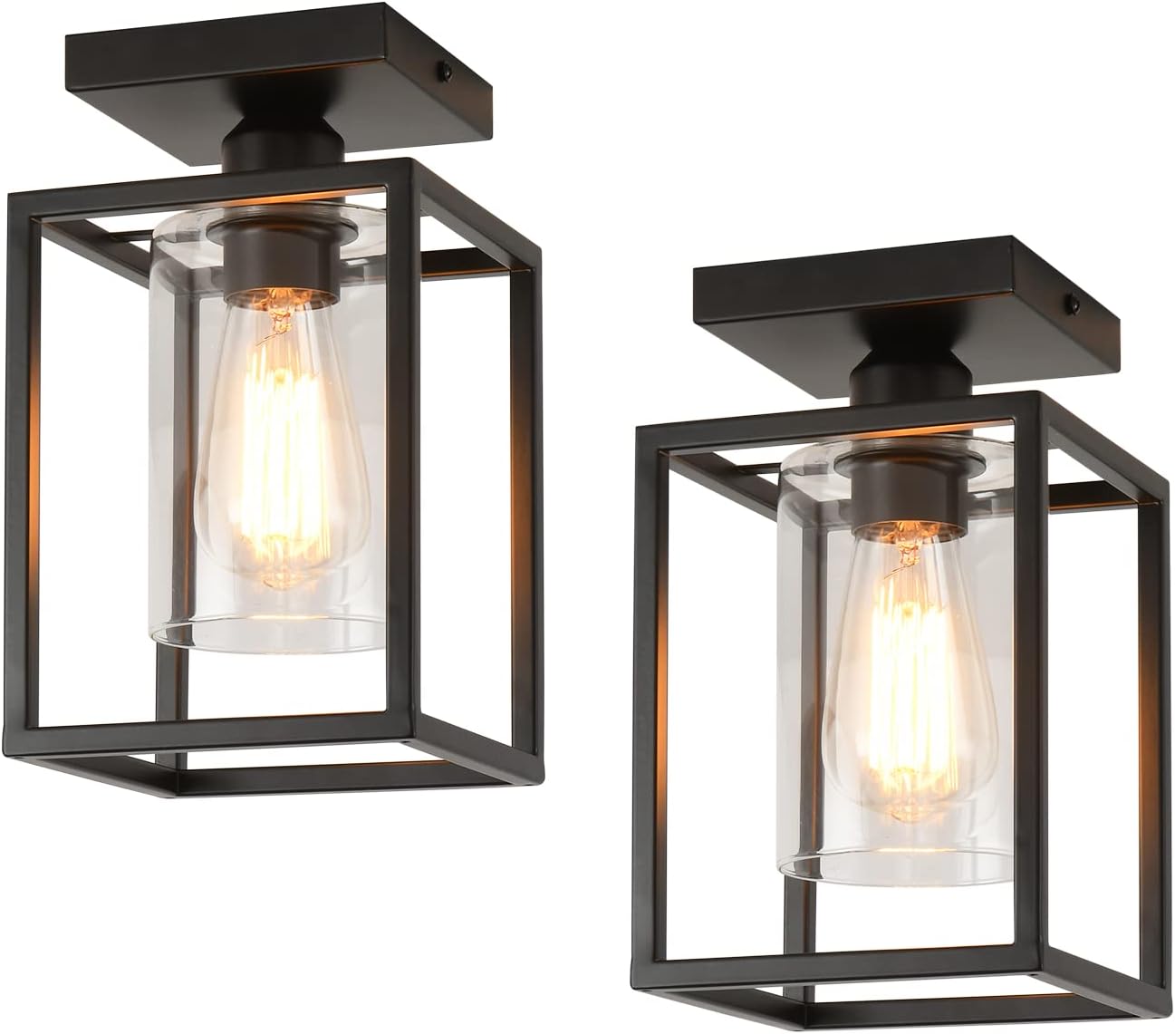 2 Pack Semi Flush Mount Ceiling Light for Farmhouse Style Decor