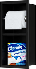 Recessed Toilet Paper Holder in Matte Black for Space-Saving