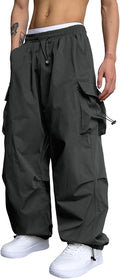 Flat Pocket Parachute Pants for Men Baggy Cargo Trousers - Street Y2K