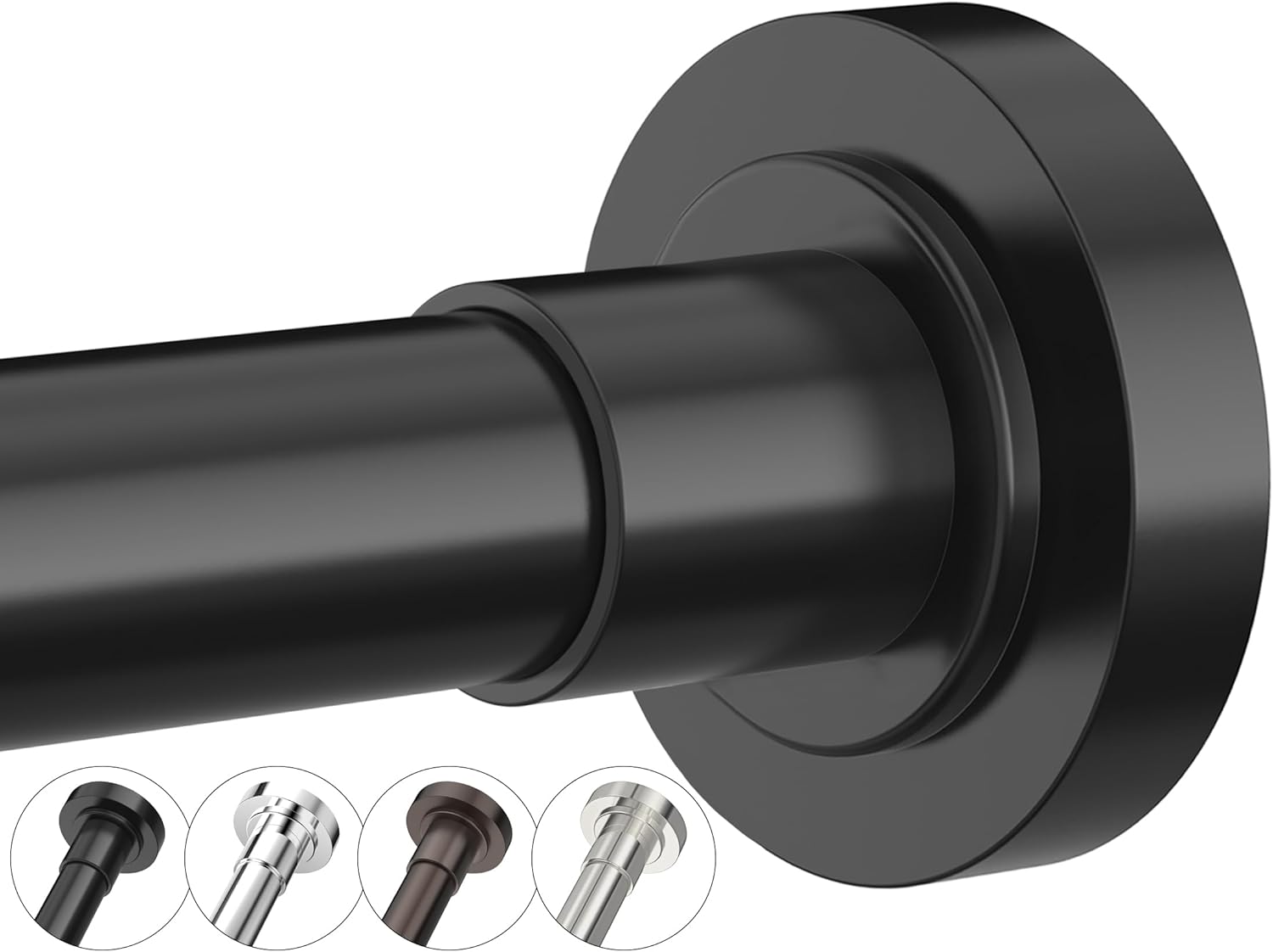Adjustable Stainless Steel Shower Rod by PrettyHome - Non Slip, No Rust, Black