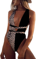 Tie Criss Cross Plunge One Piece Thong Swimsuit - Flattering High Cut