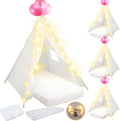4 Pack White Teepee Sleepover Tents for Kids - Complete Party Set