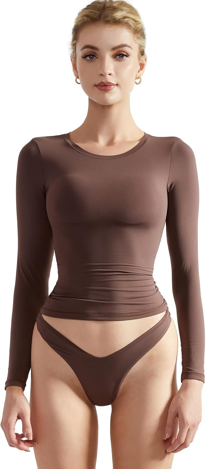 SUUKSESS Women Double Lined Fitted Basic T Shirts for Style