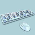 2.4G Full-Size Wireless Keyboard and Mouse Combo (Blue) - Retro Round